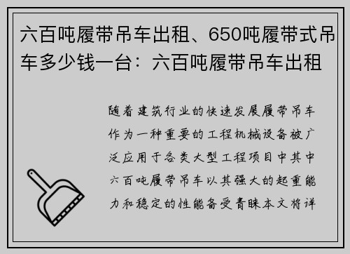 六百吨履带吊车出租、650吨履带式吊车多少钱一台：六百吨履带吊车出租，专业服务，安全高效