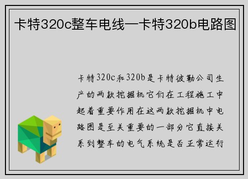 卡特320c整车电线—卡特320b电路图